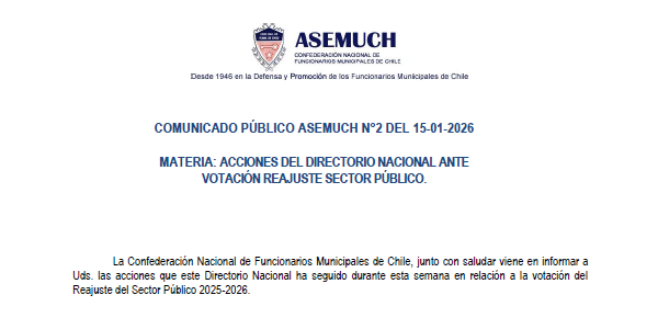 Comunicado Público ASEMUCH N°2 del 15-01-2026