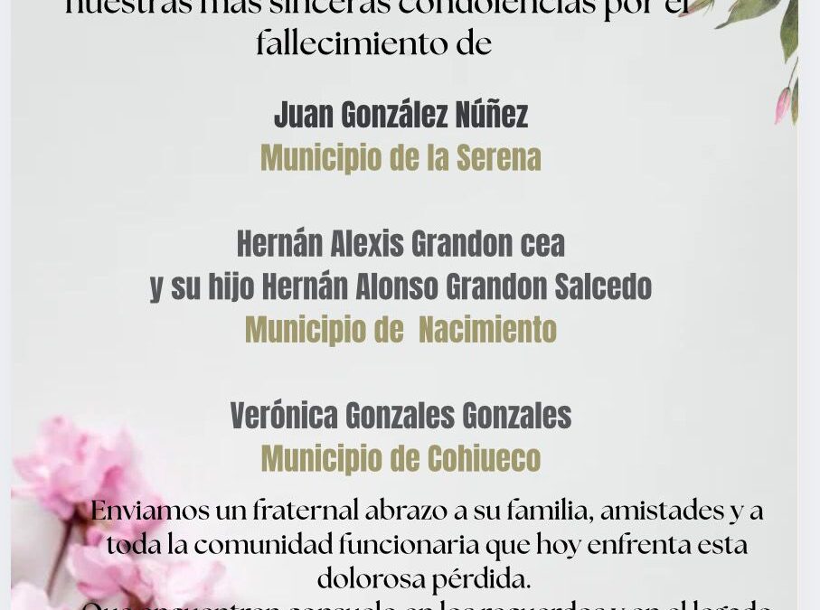 Condolencias ASEMUCH Nacional