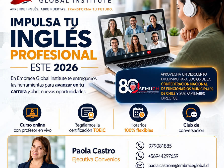 Inglés profesional: descuento exclusivo para socios y familiares directos de ASEMUCH